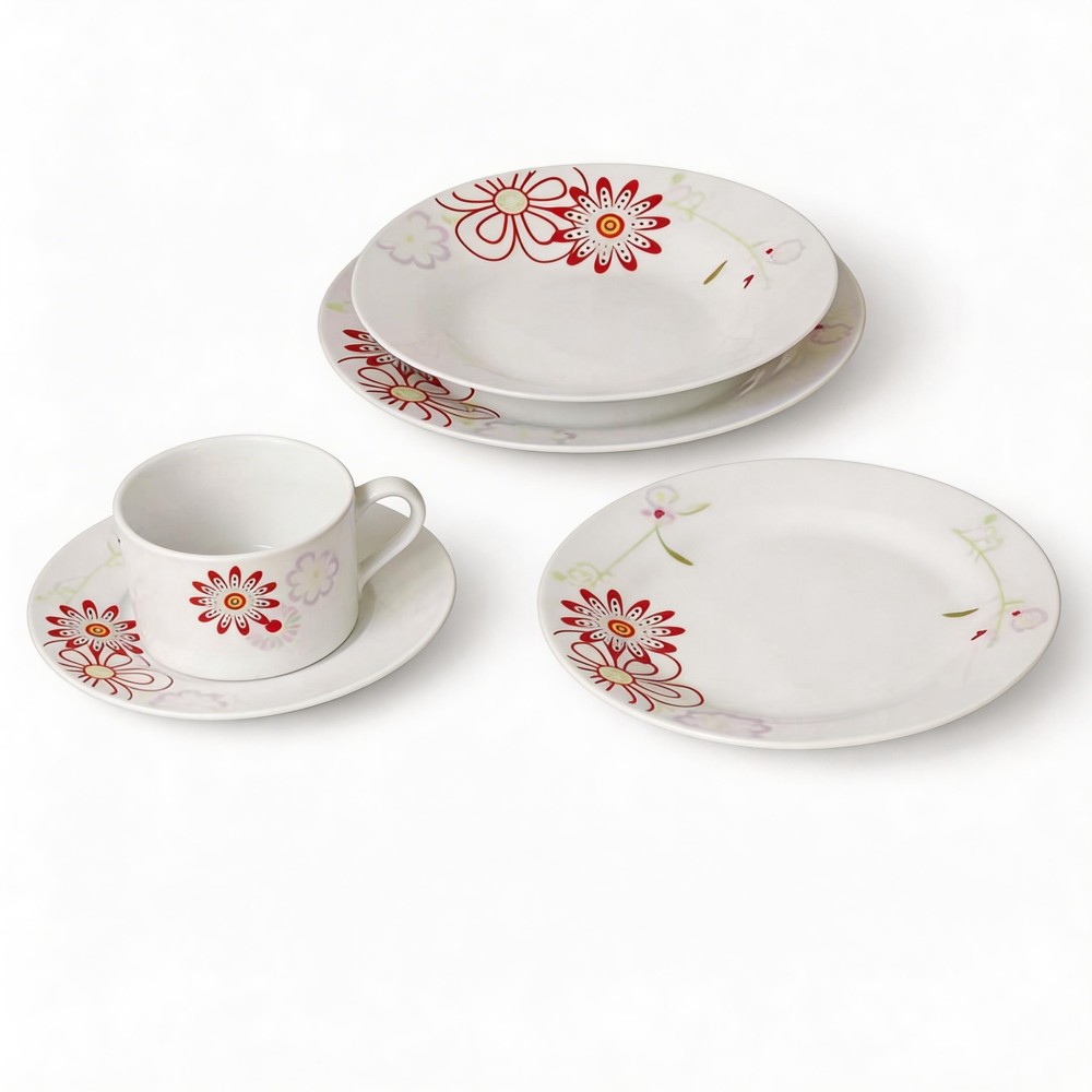 30 Pcs Round Modern Japanese Porcelain Dinnerware Sets with Flower Design-English & Royal Porcelain Tableware