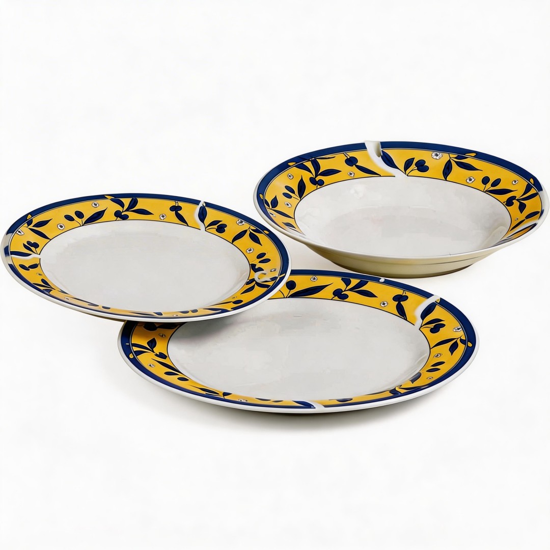 18Pcs Porcelain Dinner Set Colorful Rim Decal Ceramic Dinnerware Harvit Brand Country Design Hot Sale Daily Use/Restaurant/Hotel