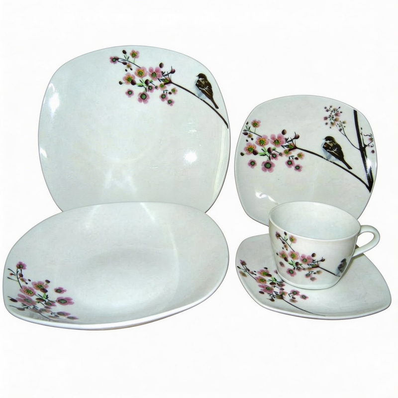 30pcs HARVIT Brand Ceramic Dinner Plate Set with Flower Design for Party Use Guangxi Origin