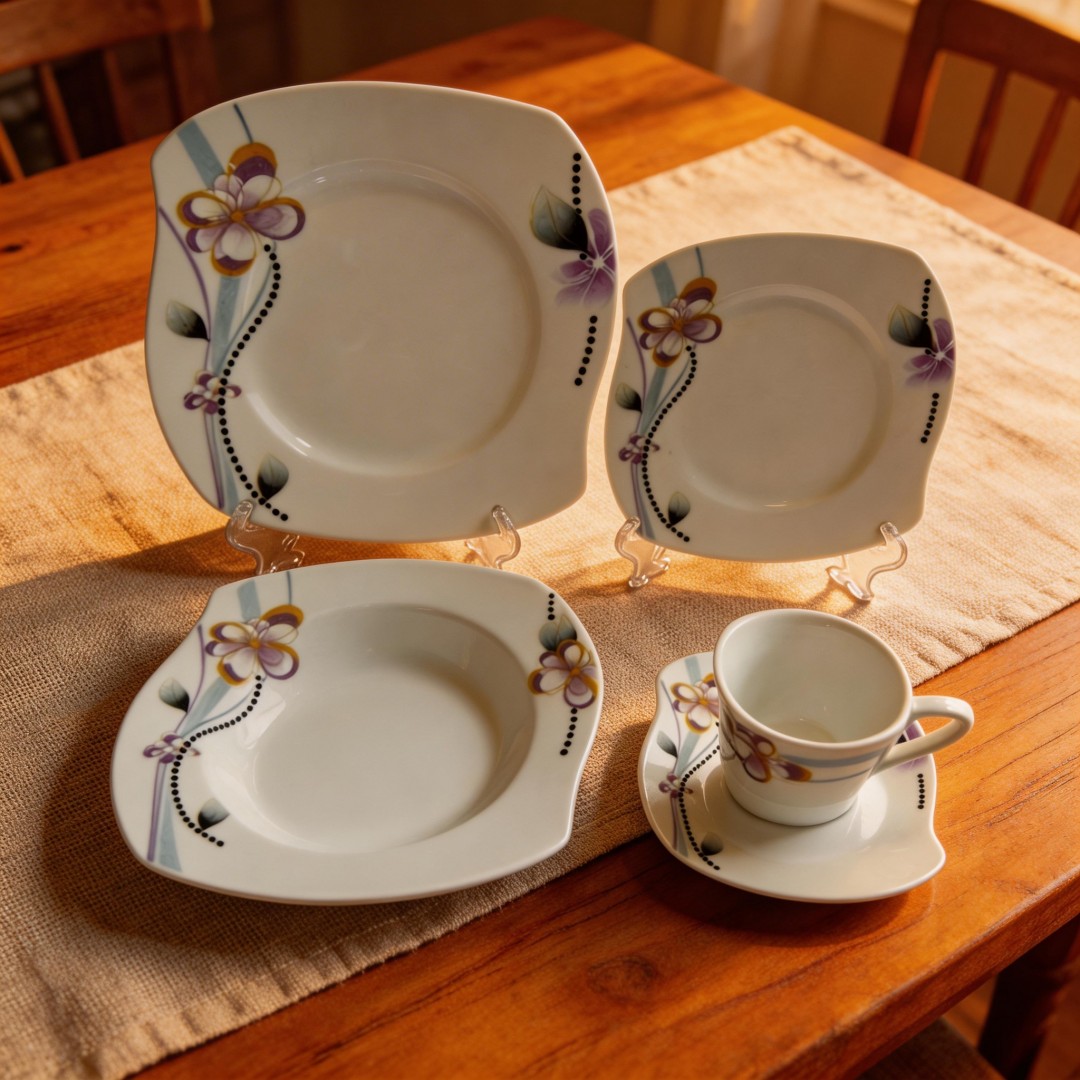 S Shape 20Pcs Elegance Fine Porcelain Dinner Set-Fine Chinese Porcelain Dinnerware From Guangxi Harvit Brand for Party Use
