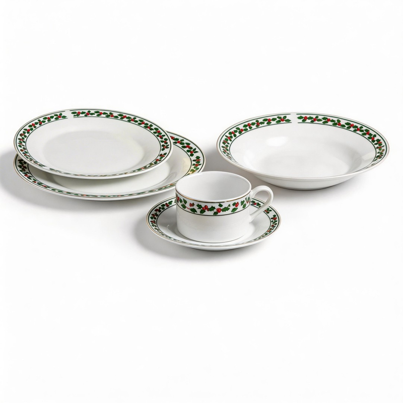 European Style Retro Living 20pcs Porcelain Dinner Sets Christmas Designs / White Pattern Printing Nativity Set for Party Use
