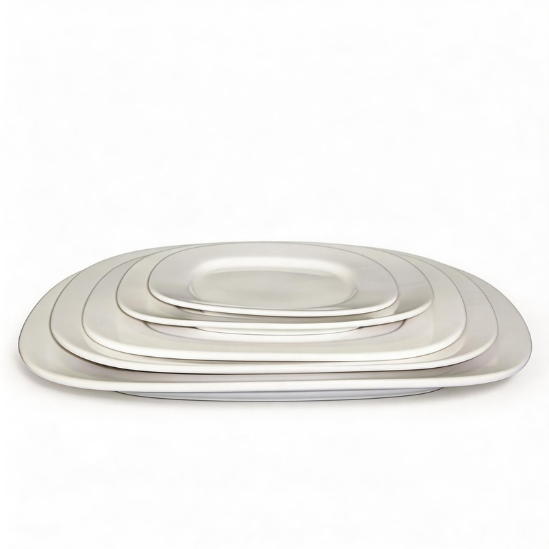 Solid Pure White Eco-Friendly Minimalist Round Fine Porcelain Dishes & Plates for Restaurant/Hotel/Homeware Daily Use