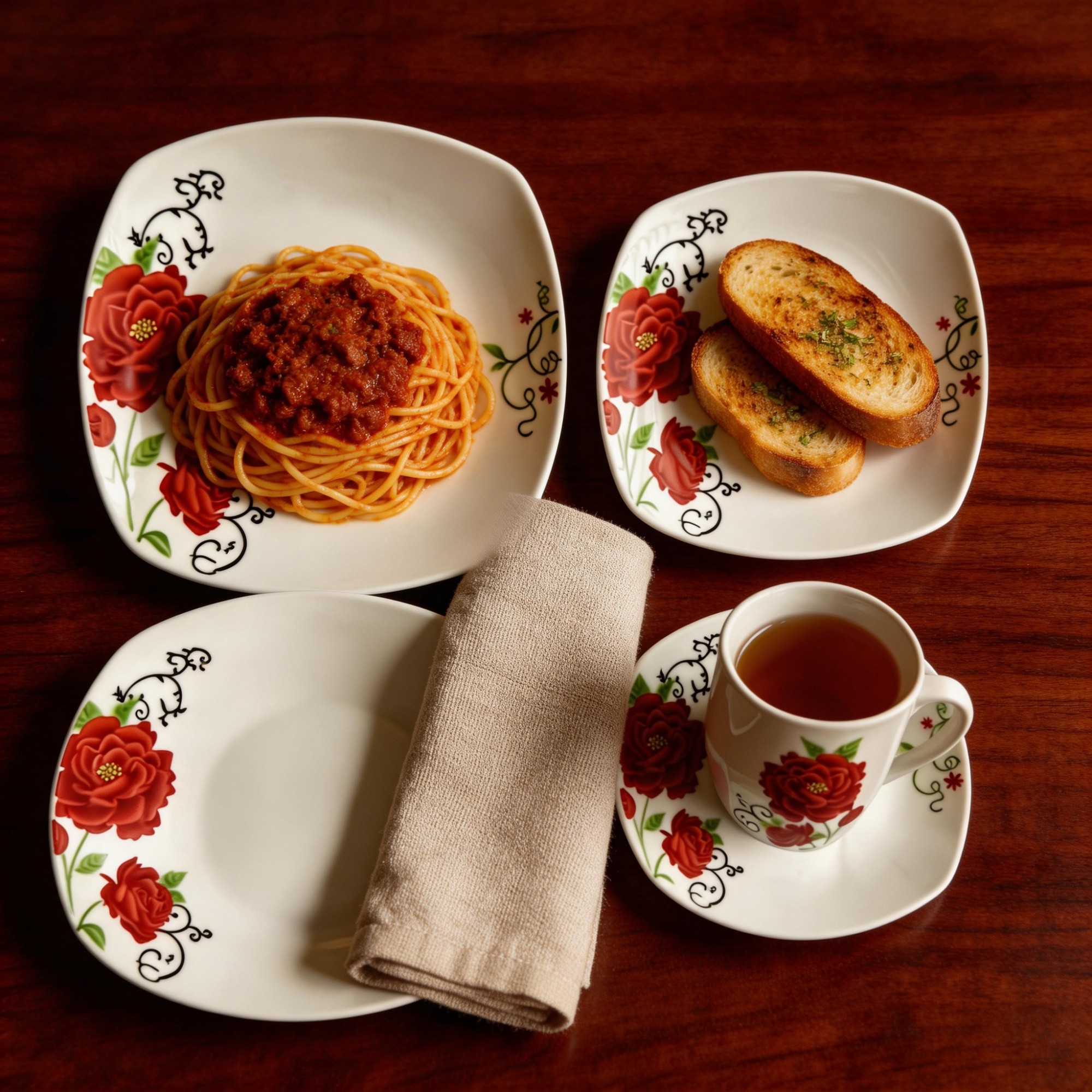 Ceramic Square 20PC Dinner Set with Flower Design Oven Safe for Hotel Restaurant And Home Kitchens