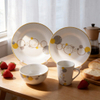 Harvit Ceramic Disposable On-glazed Customized 16-Piece Porcelain Dinnerware Set with Cup Kit and Ceramic Decals