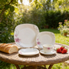 Opal Glassware Disposable Stocked Dinnerware Set 20-Piece Square Shape