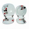 Square Shape Porcelain Dinnerware Set 20-Piece Wholesale Ceramic Dinnerware White Personalized Decals Harvit Contemporary Design