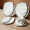 30pcs Brazilian Porcelain Dinner Set with Black Cycle HARVIT Brand Contemporary Design Dishwasher/Microwave/Oven Safe