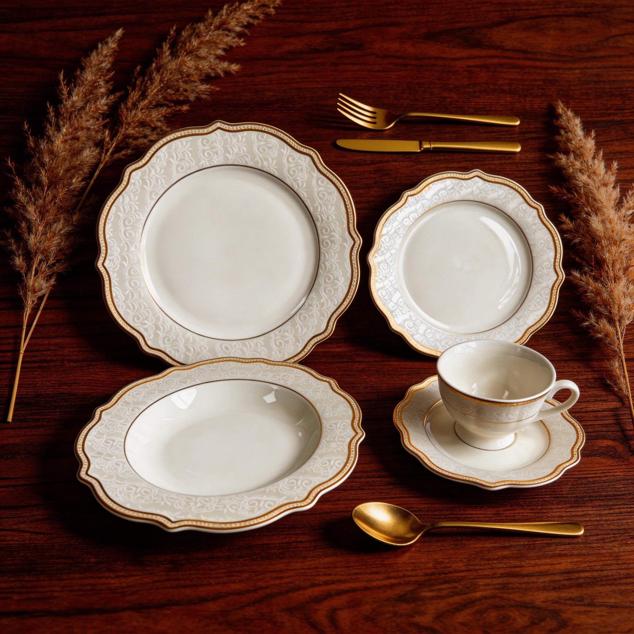 New Eco-Friendly Bone China 20-Piece Modern Dinnerware Set Dishwasher & Microwave Safe for Home Use