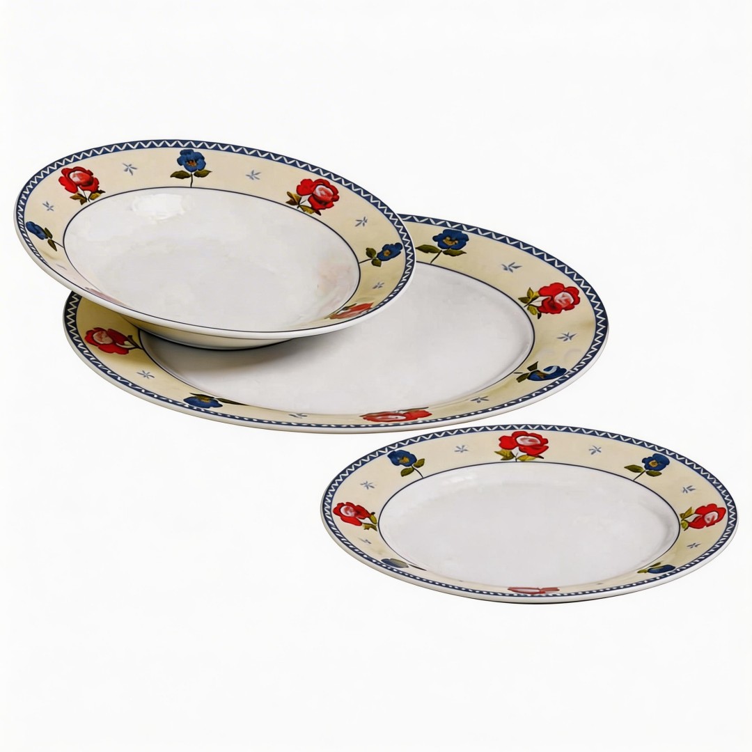 Suppliers Directory Promotion Harvit Round Decal 18 Pcs Spring Style Ceramic Dinnerware Set Flower Design Party Use HYPR-A093