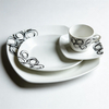 30pcs Brazilian Porcelain Dinner Set with Black Cycle HARVIT Brand Contemporary Design Dishwasher/Microwave/Oven Safe