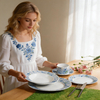 Blue and White Chinese Porcelain Dinnerware Set-Flower Design Party Use 8-Piece Round Decal Dubai Dinnerware
