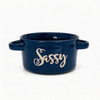 5'' Color Glazed Stoneware Bowl with Double Handle and Screen Printing Eco-Friendly Microwave Safe