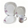 HARVIT Modern Durable Opalware Dinnerware Sets-4-Piece Square Design Dishwasher Safe