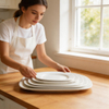 Solid Pure White Eco-Friendly Minimalist Round Fine Porcelain Dishes & Plates for Restaurant/Hotel/Homeware Daily Use