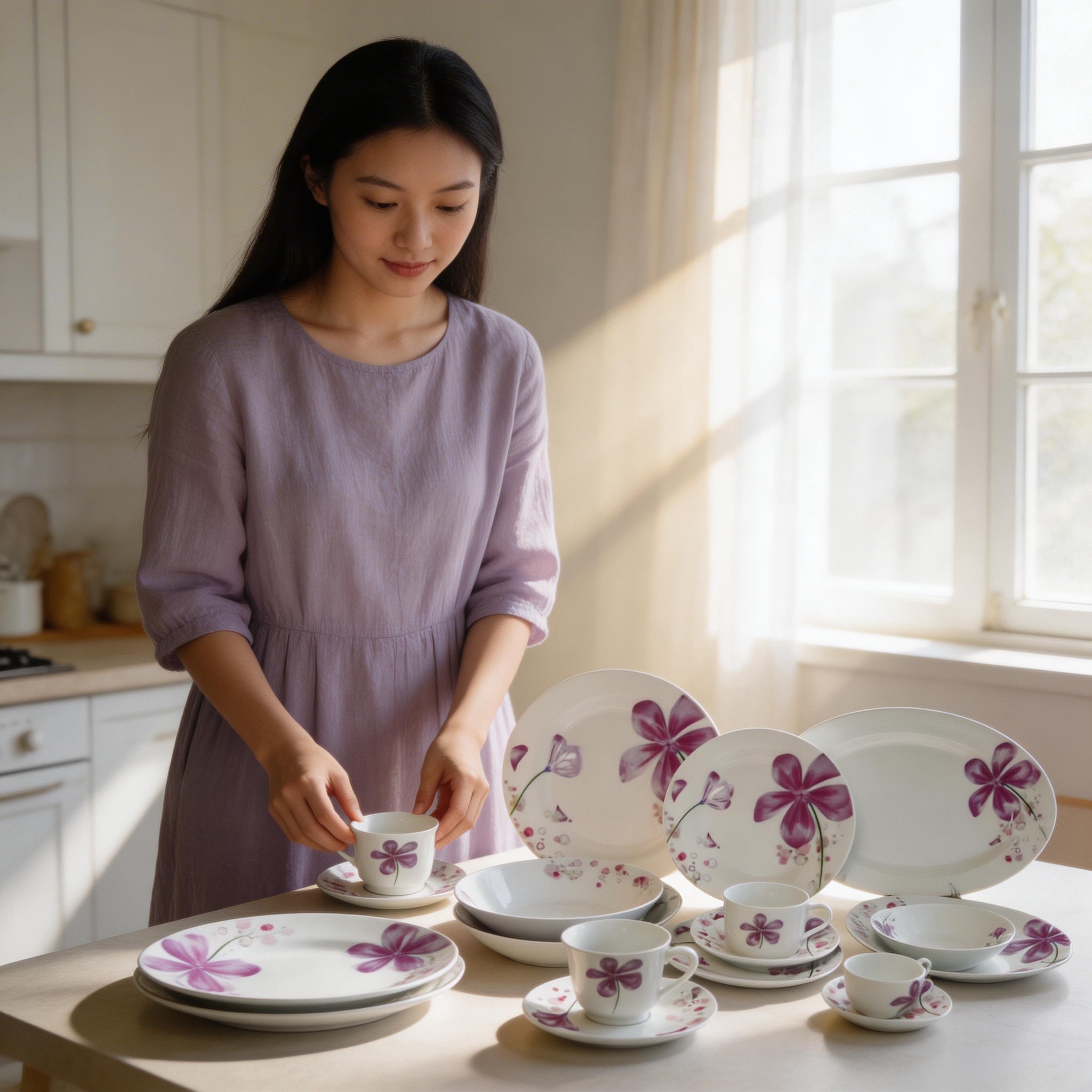 47pcs Hunan Porcelain Dinnerware Set-Microwave & Dishwasher Safe Leak-Proof