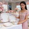 Opal Glassware Disposable Stocked Dinnerware Set 20-Piece Square Shape