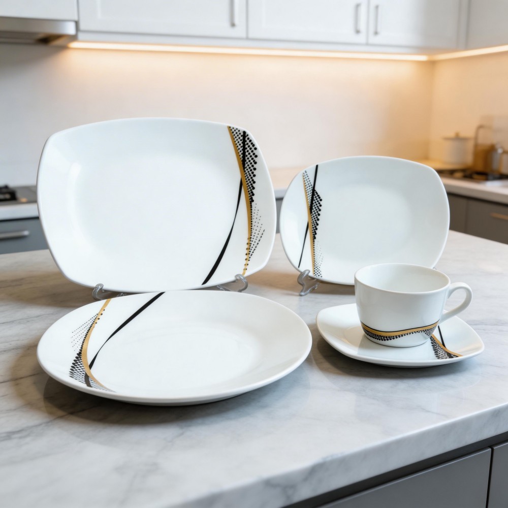 Harvit Square Colorful Contemporary Design Dinnerware Sets for Party Use Porcelain/Ceramic Made in China Factory