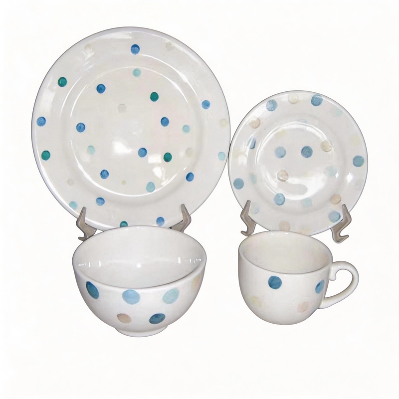 16pcs HARVIT Brand Cute Polka Dot Handpainted Ceramic Dinnerware Set for Party Use
