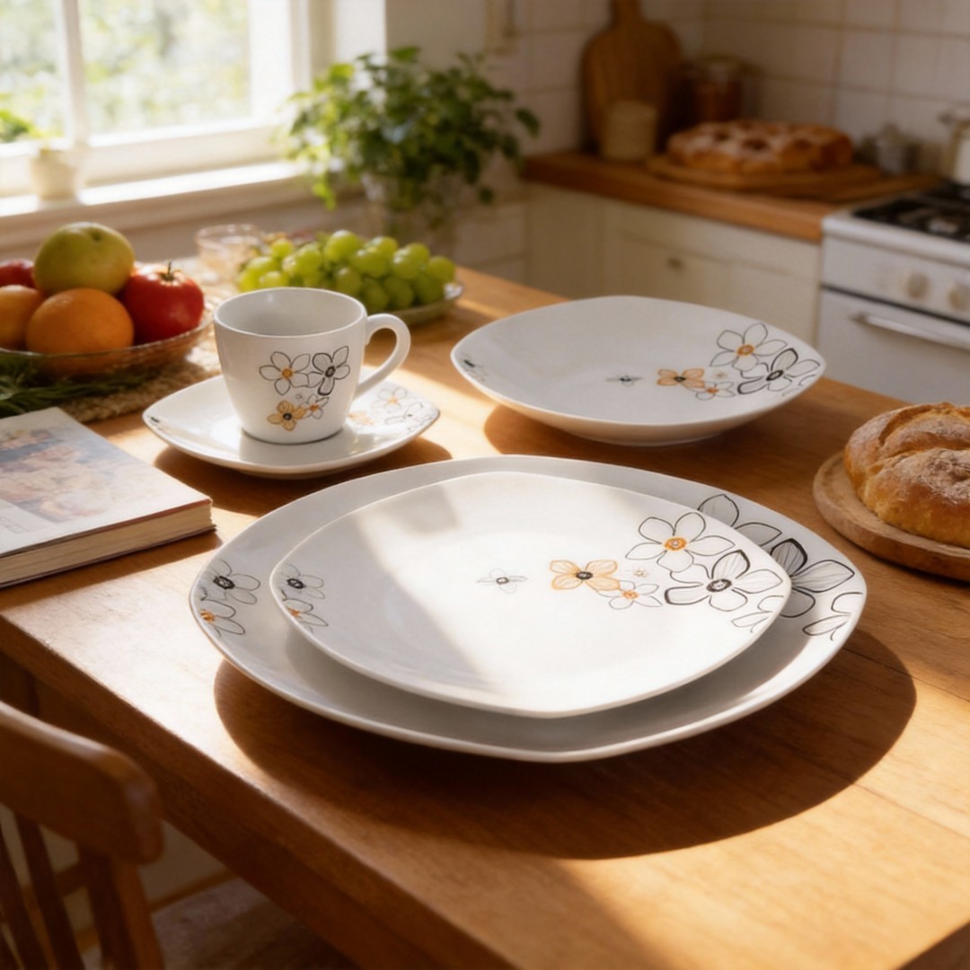 Ceramic Porcelain 20PC Square Shape Dinner Set Contemporary Design HARVIT/CUSTOMER Brand Cheap Price