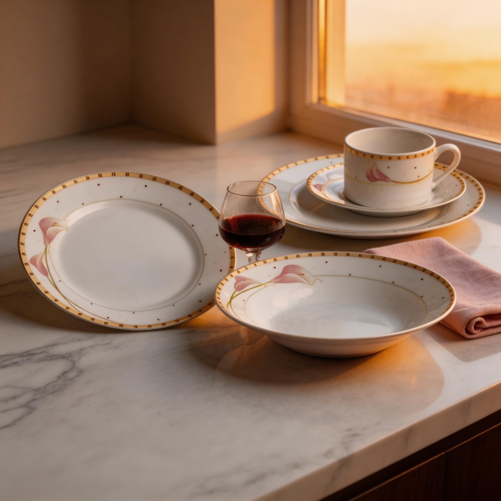 Fine Porcelain Harvit Dinner Set with Flower Design Party Dinnerware-Hot Sale