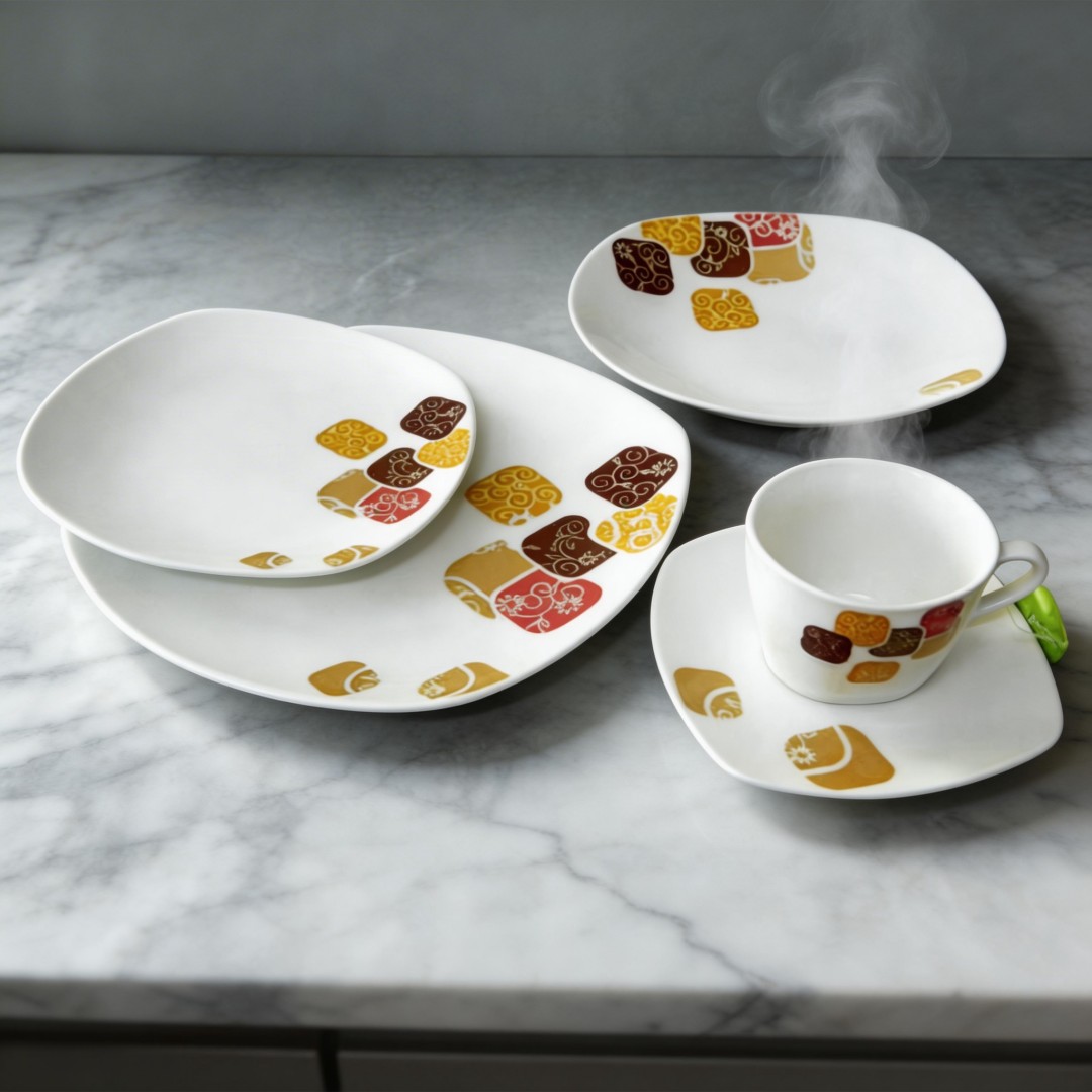 Hot Sale Latest Modern Harvit Contemporary 20pc Square Porcelain Dinnerware Set for Party