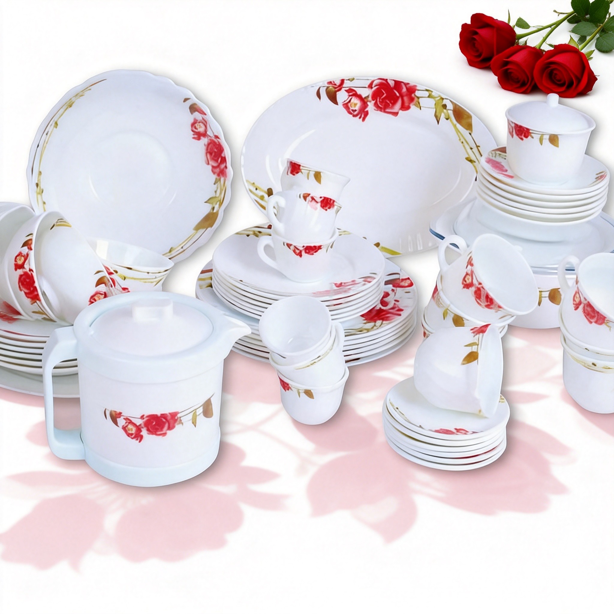 Customized Vintage Federal Ethiopian Welo Raw Opals Dinnerware Sets Plates Casserole Dishes Flower Design 6-Piece Made in China