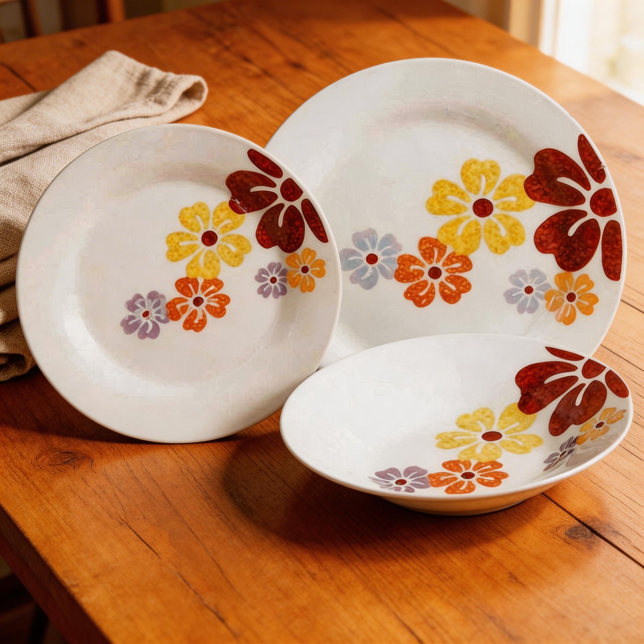 Houseware Wholesale HARVIT Round 18-Piece Porcelain Dinnerware Set Microwave Dishwasher & Oven Safe