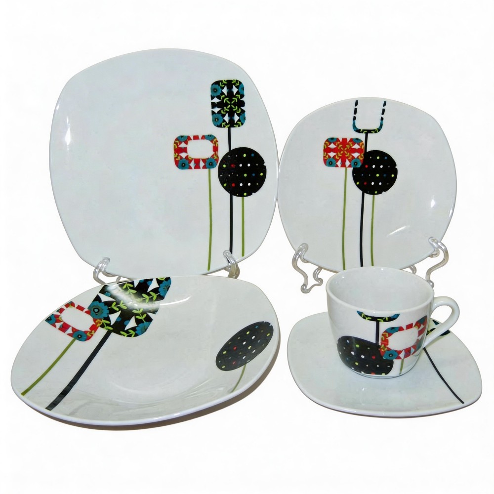 Harvit Square Colorful Contemporary Design Dinnerware Sets for Party Use Porcelain/Ceramic Made in China Factory