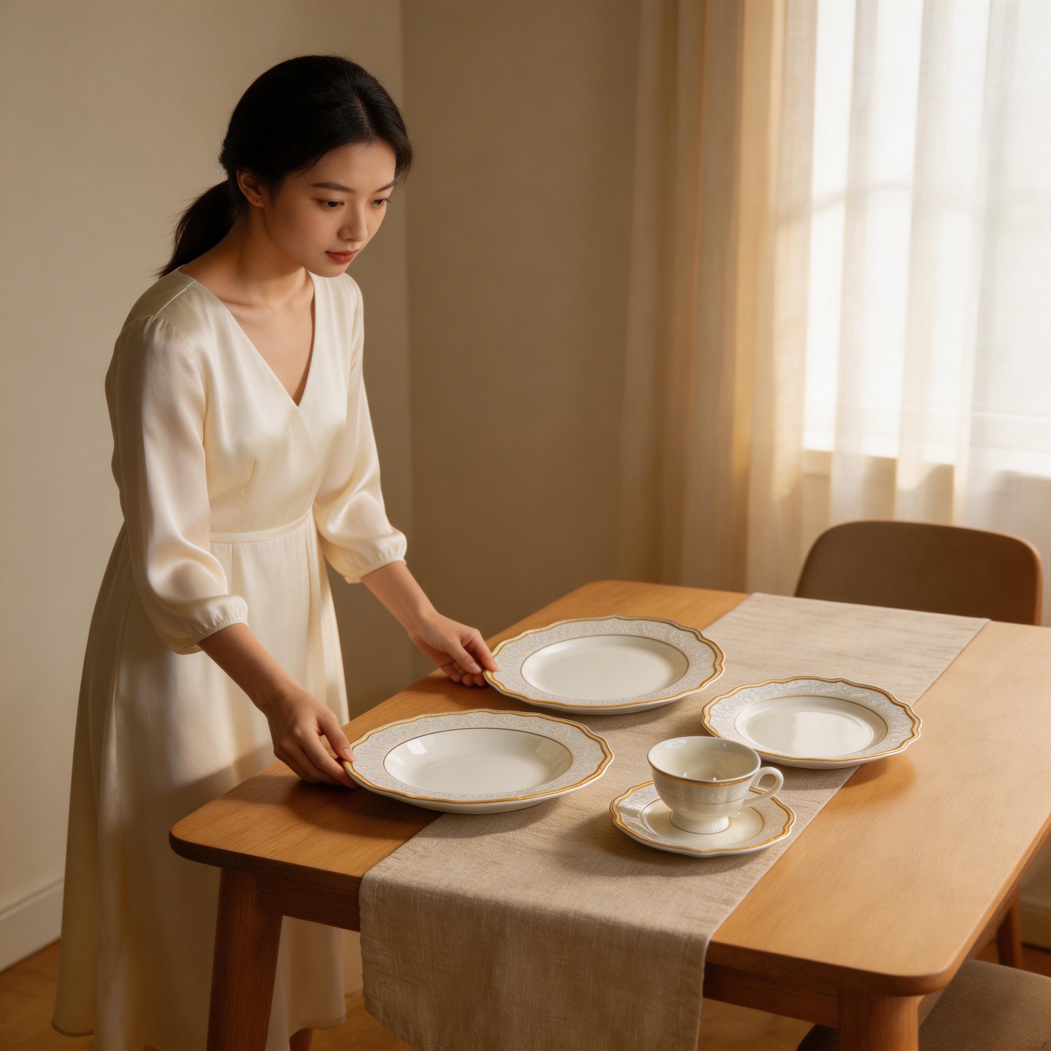 New Eco-Friendly Bone China 20-Piece Modern Dinnerware Set Dishwasher & Microwave Safe for Home Use
