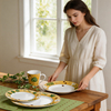 Blue and White Chinese Porcelain Dinnerware Set-Flower Design Party Use 8-Piece Round Decal Dubai Dinnerware