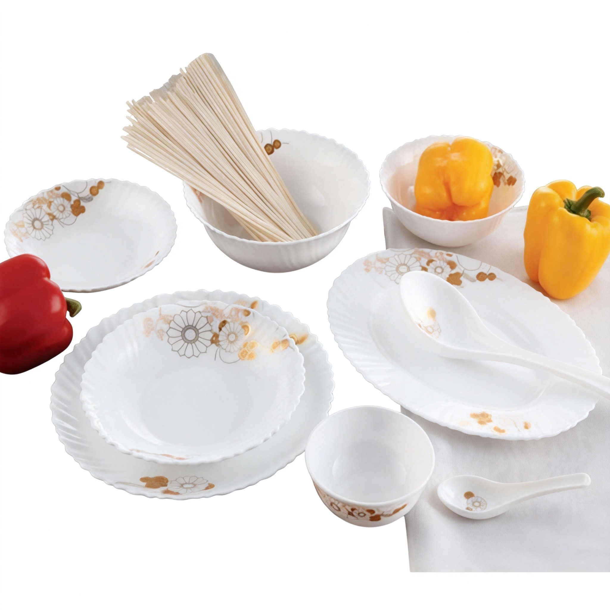 Customized Vintage Federal Ethiopian Welo Raw Opals Dinnerware Sets Plates Casserole Dishes Flower Design 6-Piece Made in China