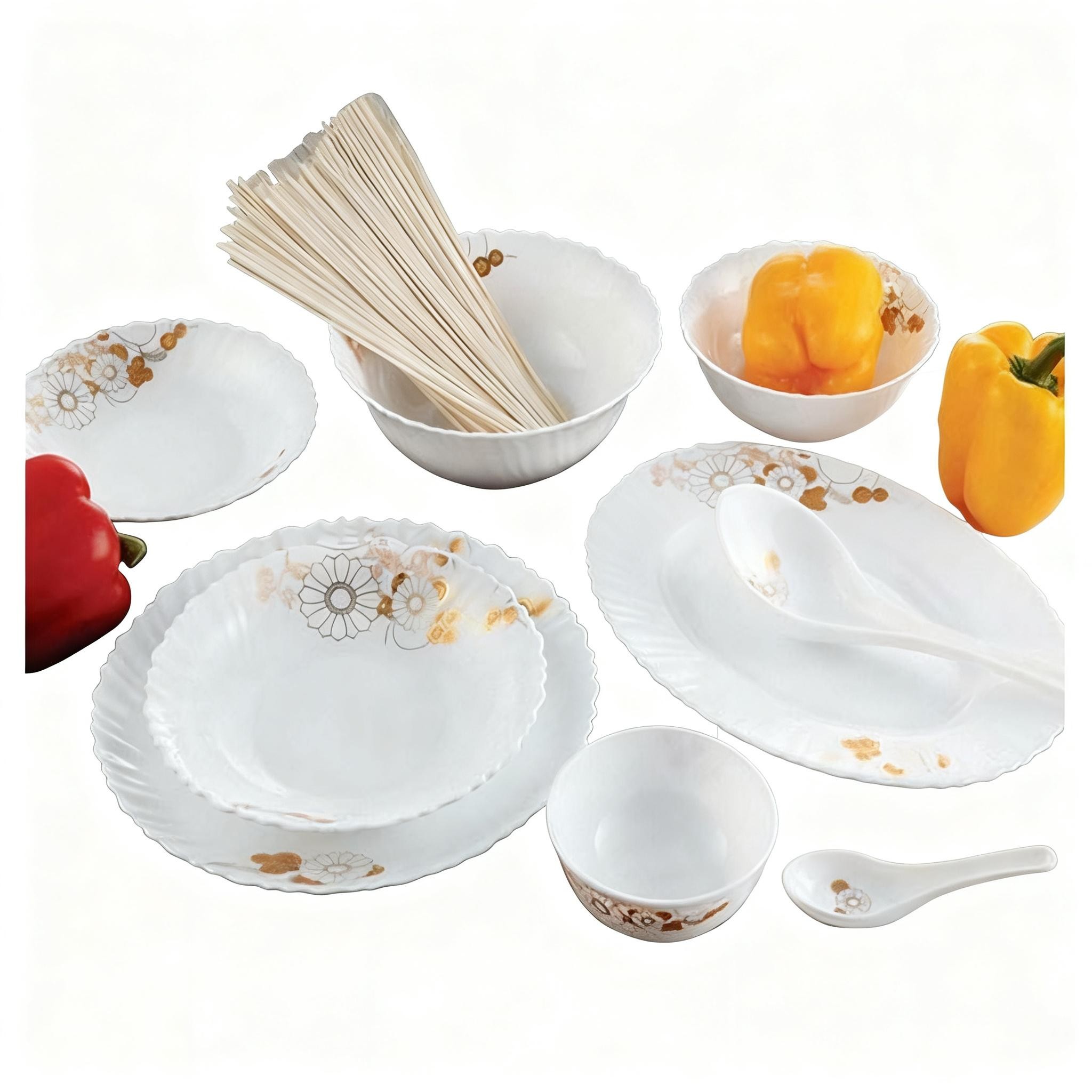 Thermal Shock Proof Wholesale Tableware Turkish Market Opal Ware Glassware Dinner Set Products With Gift Box Packing