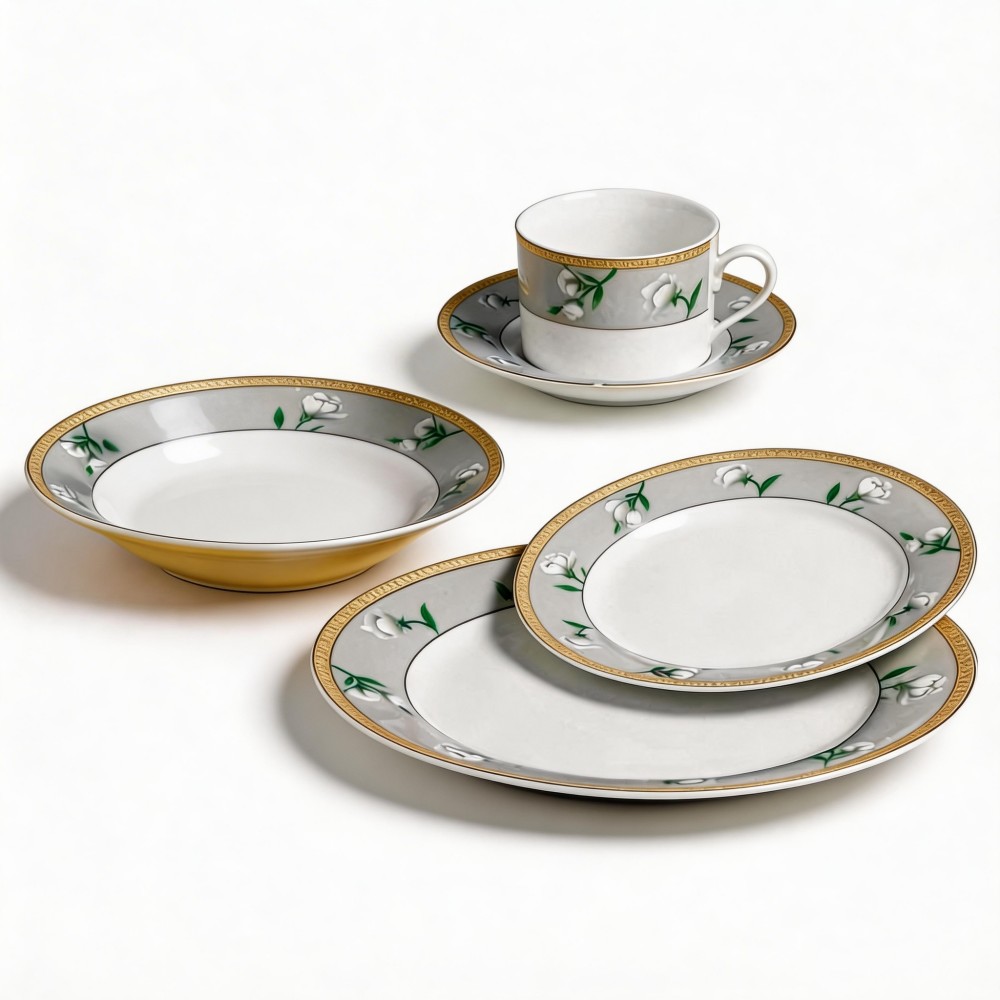Blue and White Chinese Porcelain Dinnerware Set-Flower Design Party Use 8-Piece Round Decal Dubai Dinnerware