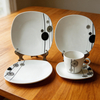 30pcs Brazilian Porcelain Dinner Set with Black Cycle HARVIT Brand Contemporary Design Dishwasher/Microwave/Oven Safe