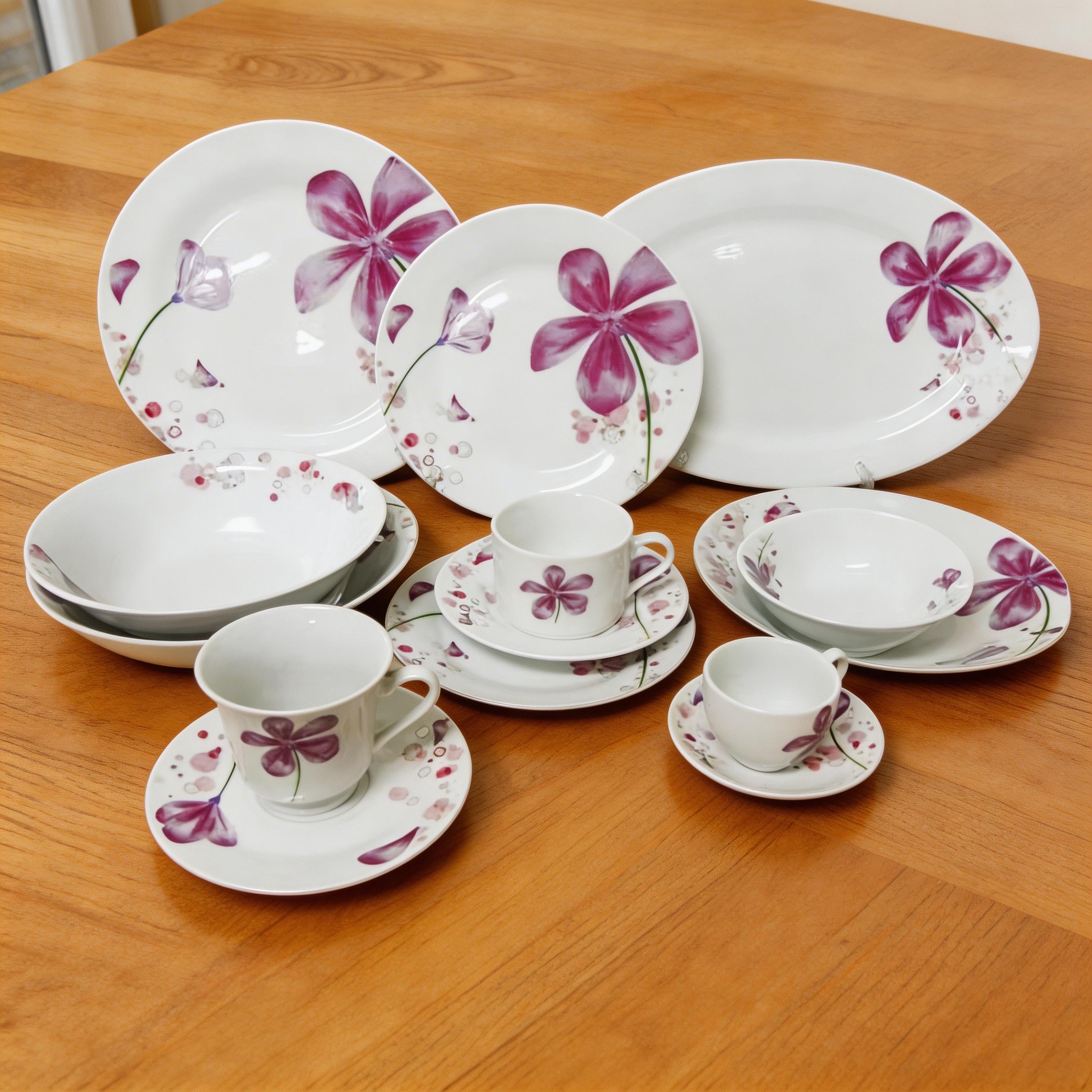 47pcs Hunan Porcelain Dinnerware Set-Microwave & Dishwasher Safe Leak-Proof