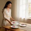 Houseware Wholesale HARVIT Round 18-Piece Porcelain Dinnerware Set Microwave Dishwasher & Oven Safe
