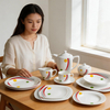 Wholesale Harvit Ceramic Porcelain Dinnerware Sets 47-Piece Flower Design Party-Ready Guangxi Origin