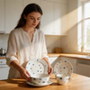 16pcs HARVIT Brand Cute Polka Dot Handpainted Ceramic Dinnerware Set for Party Use