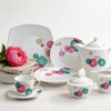 47pcs Square Plate/Ceramics Porcelain/ELegance Fine Porcelain Dinner Set-HARVIT Contemporary Party Dinnerware