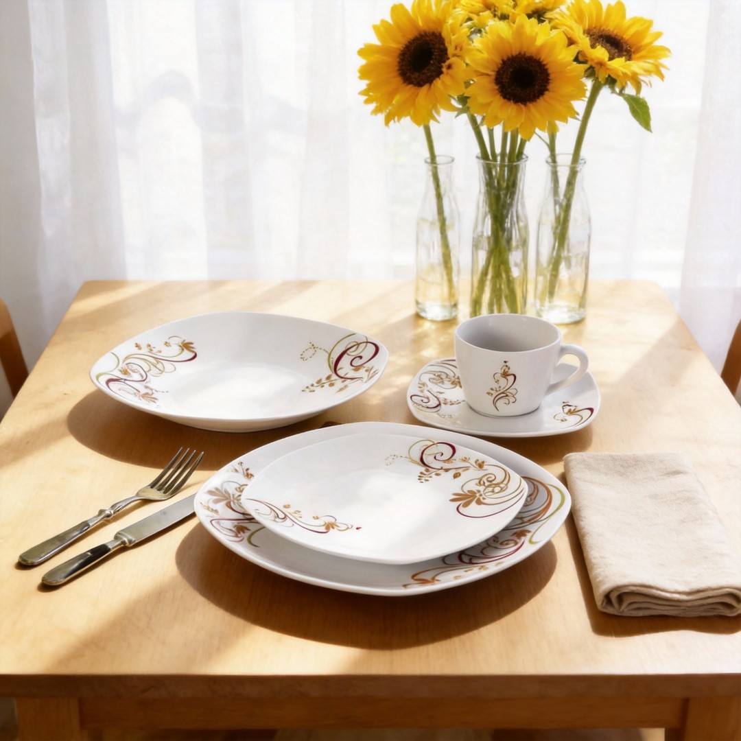Ceramic Porcelain 20PC Square Shape Dinner Set Contemporary Design HARVIT/CUSTOMER Brand Cheap Price