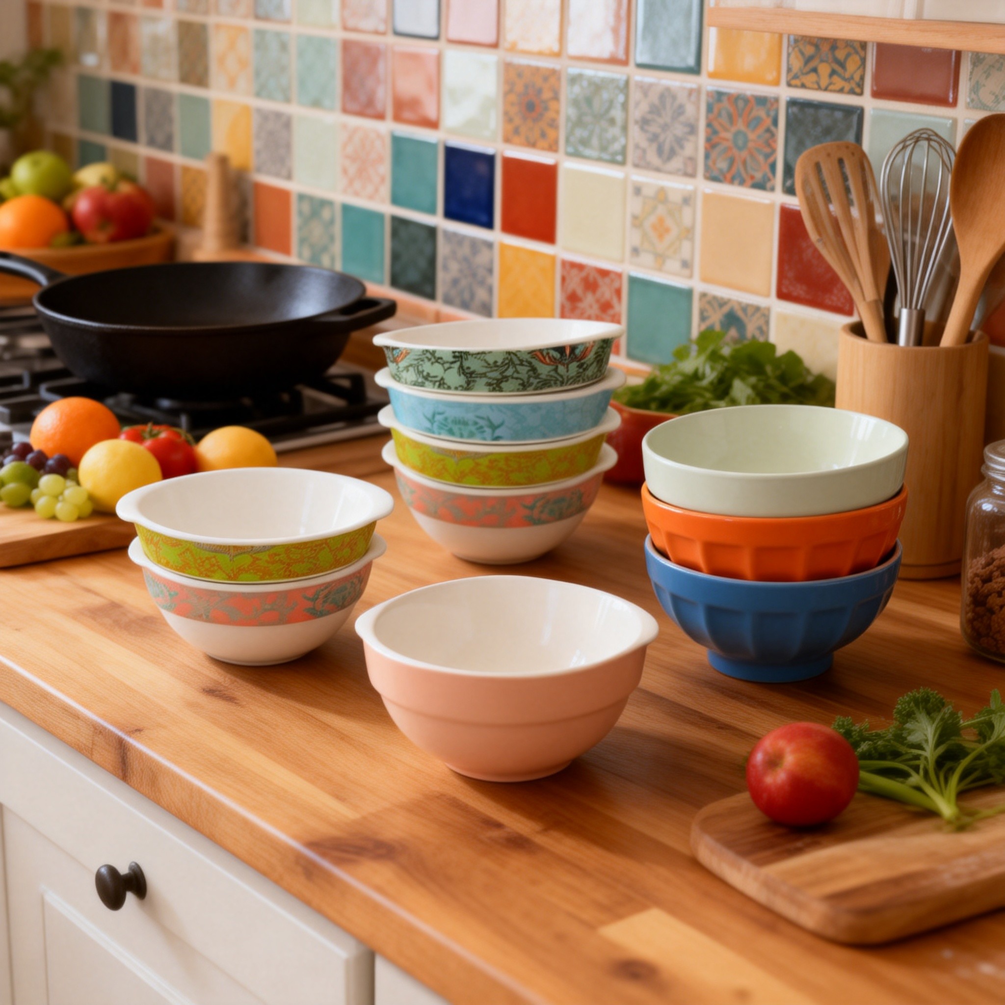 HARVIT Contemporary Eco-Friendly Ceramic Thermos Soup/Dessert/Rice Bowls-Personalized Mixing Serving Bowls for Business Gifts