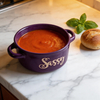 5'' Color Glazed Stoneware Bowl with Double Handle and Screen Printing Eco-Friendly Microwave Safe