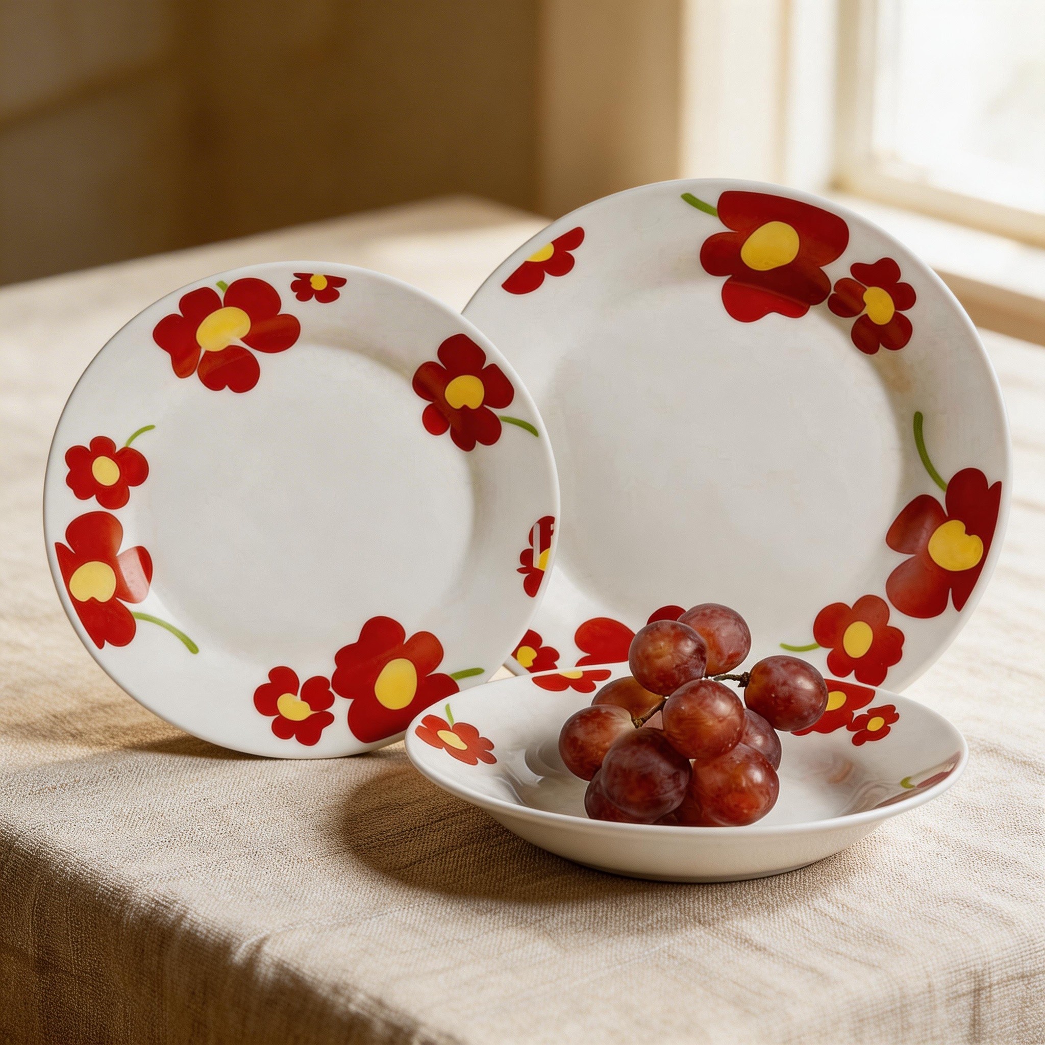 Houseware Wholesale HARVIT Round 18-Piece Porcelain Dinnerware Set Microwave Dishwasher & Oven Safe