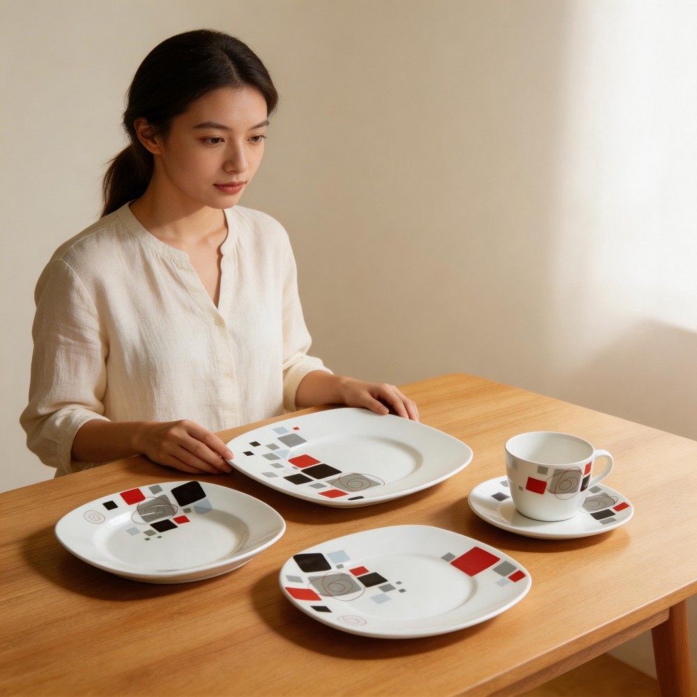 Harvit Square Colorful Contemporary Design Dinnerware Sets for Party Use Porcelain/Ceramic Made in China Factory