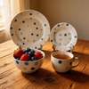 16pcs HARVIT Brand Cute Polka Dot Handpainted Ceramic Dinnerware Set for Party Use