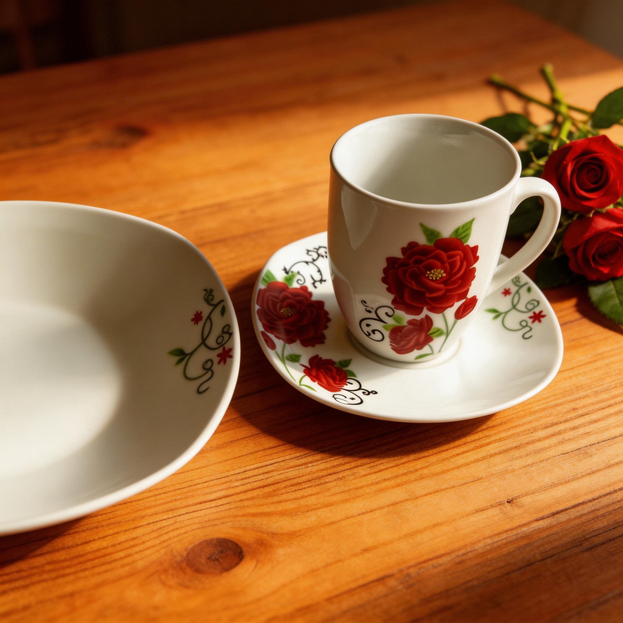 Ceramic Square 20PC Dinner Set with Flower Design Oven Safe for Hotel Restaurant And Home Kitchens