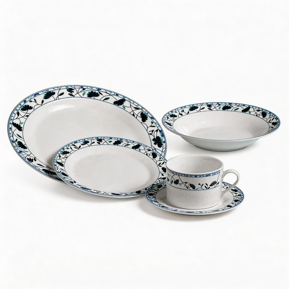 30pcs Turkish Porcelain Dinner Set-Fine Chinese Porcelain Daily Use Dinnerware Harvit Brand Flower Design for Party Occasions