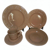White Embossed Stoneware HARVIT Classic France Style Dinnerware Sets 20PC Porcelain Tea & Coffee Set for Party Use 4-Piece