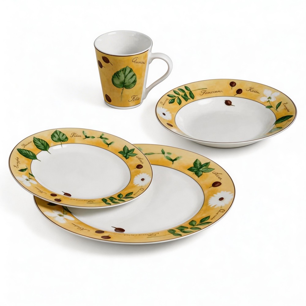 Blue and White Chinese Porcelain Dinnerware Set-Flower Design Party Use 8-Piece Round Decal Dubai Dinnerware