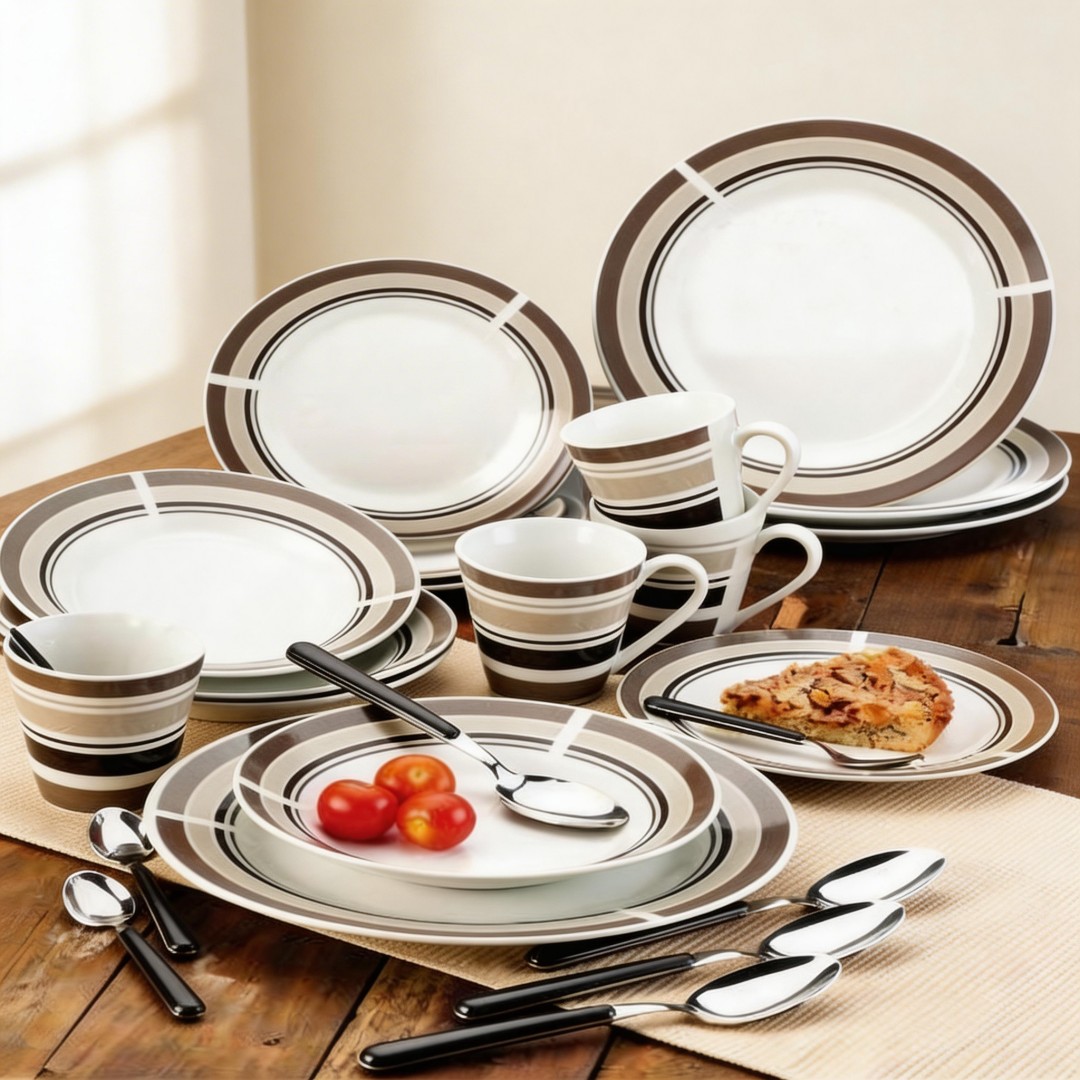 44pcs Delicate Complete Porcelain Dinner Set Harvit Contemporary Design for Party Use